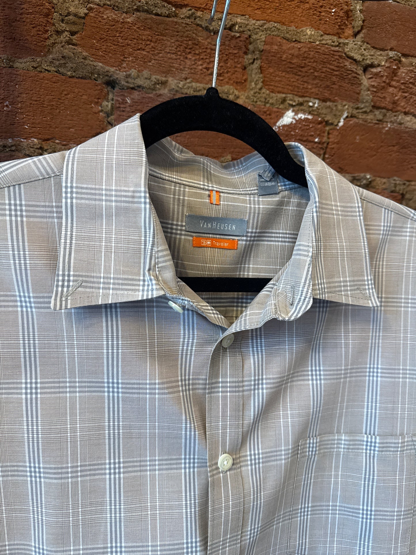Van Heusen Travel Shirt- Short Sleeve Khaki