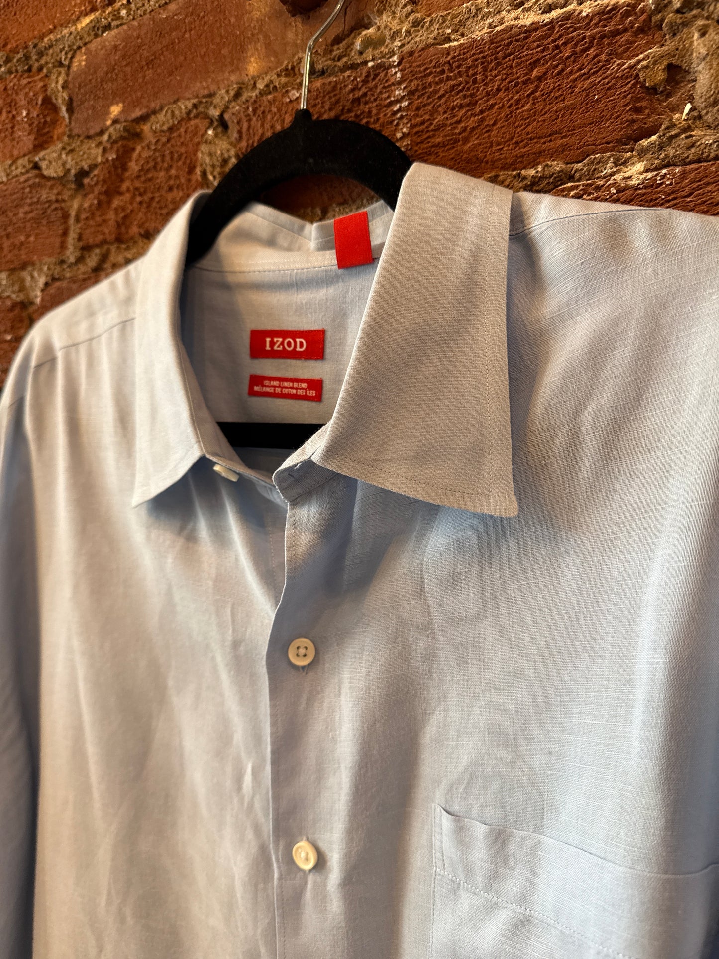 IZOD Blue Linen LS Shirt