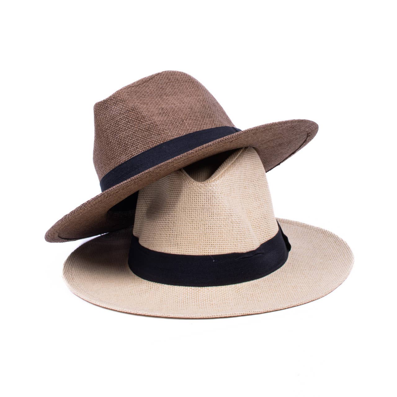 Men's S/S Flat Brim Black Banded Fashion Fedora hat-FSS17137