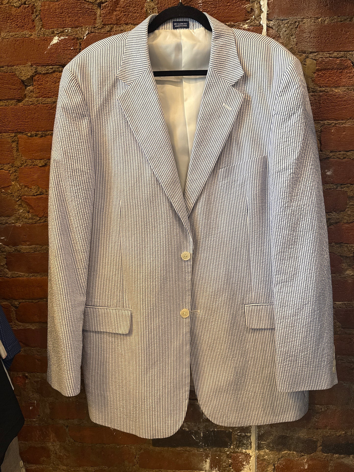 Meeting St. Blue Seersucker Jacket 44L