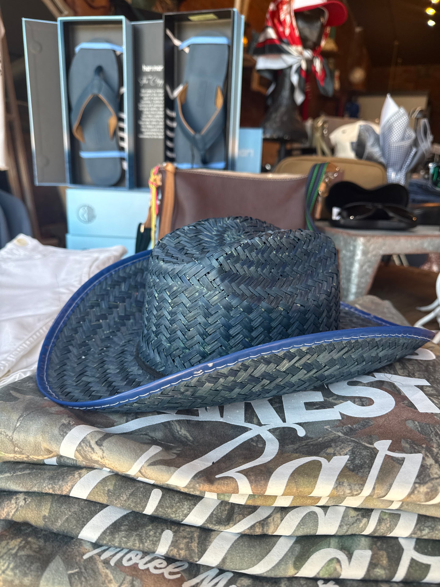 Blue Straw Cowboy Hat