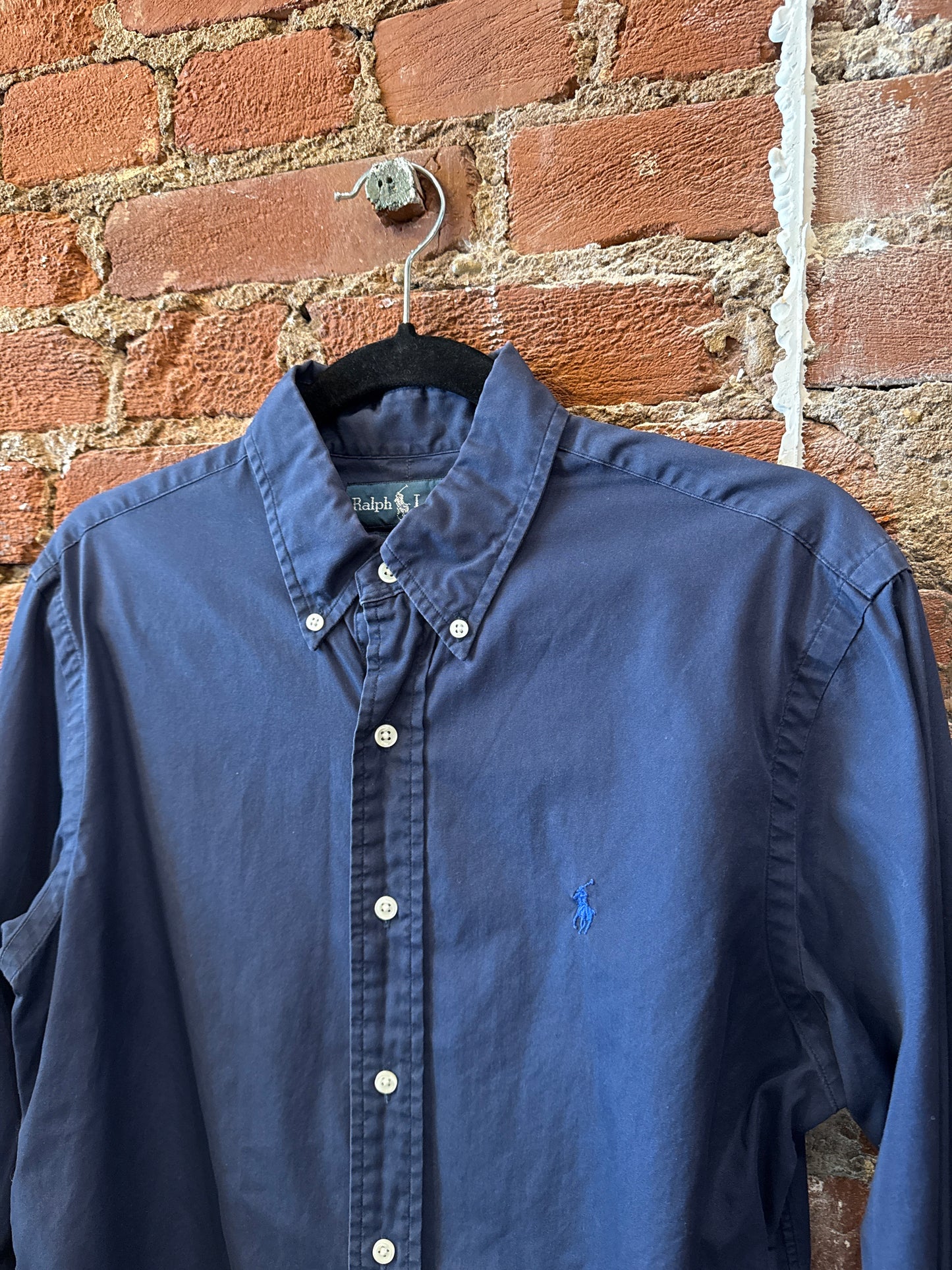 Navy RL Polo LS Button Up