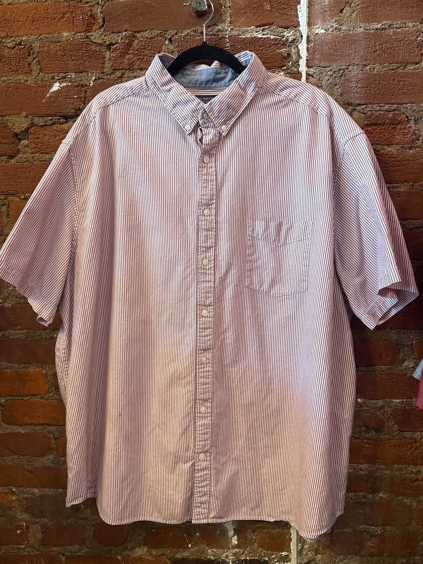 Red Seersucker SS Button Up