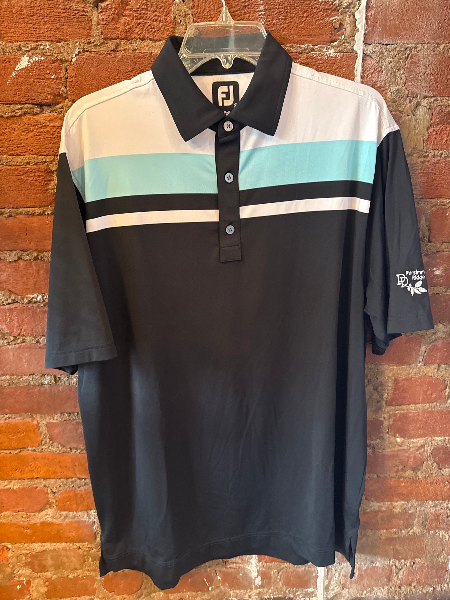 Footjoy Black Striped Polo L