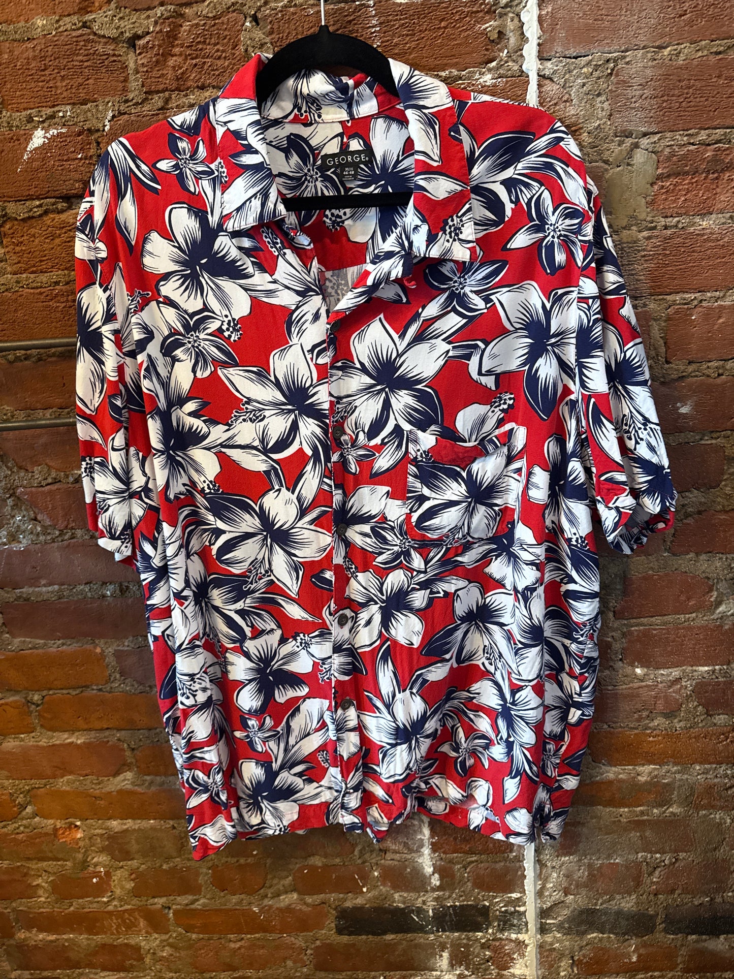 George Red&Navy Hawaiian Shirt