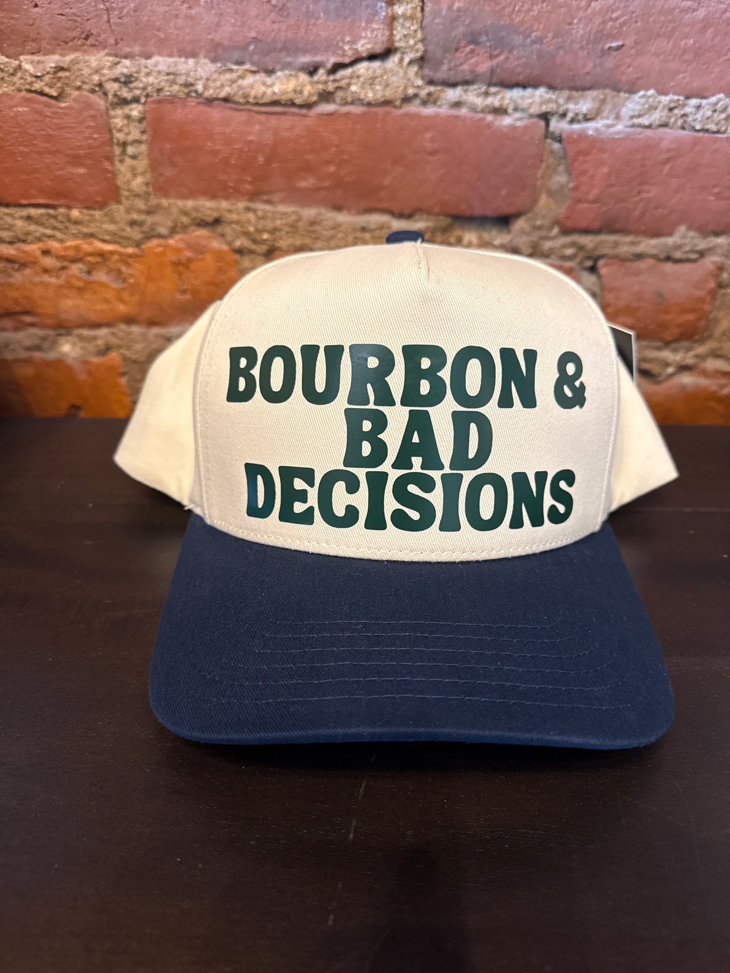 Bourbon & Bad Decisions Hat - Green & Navy Combo