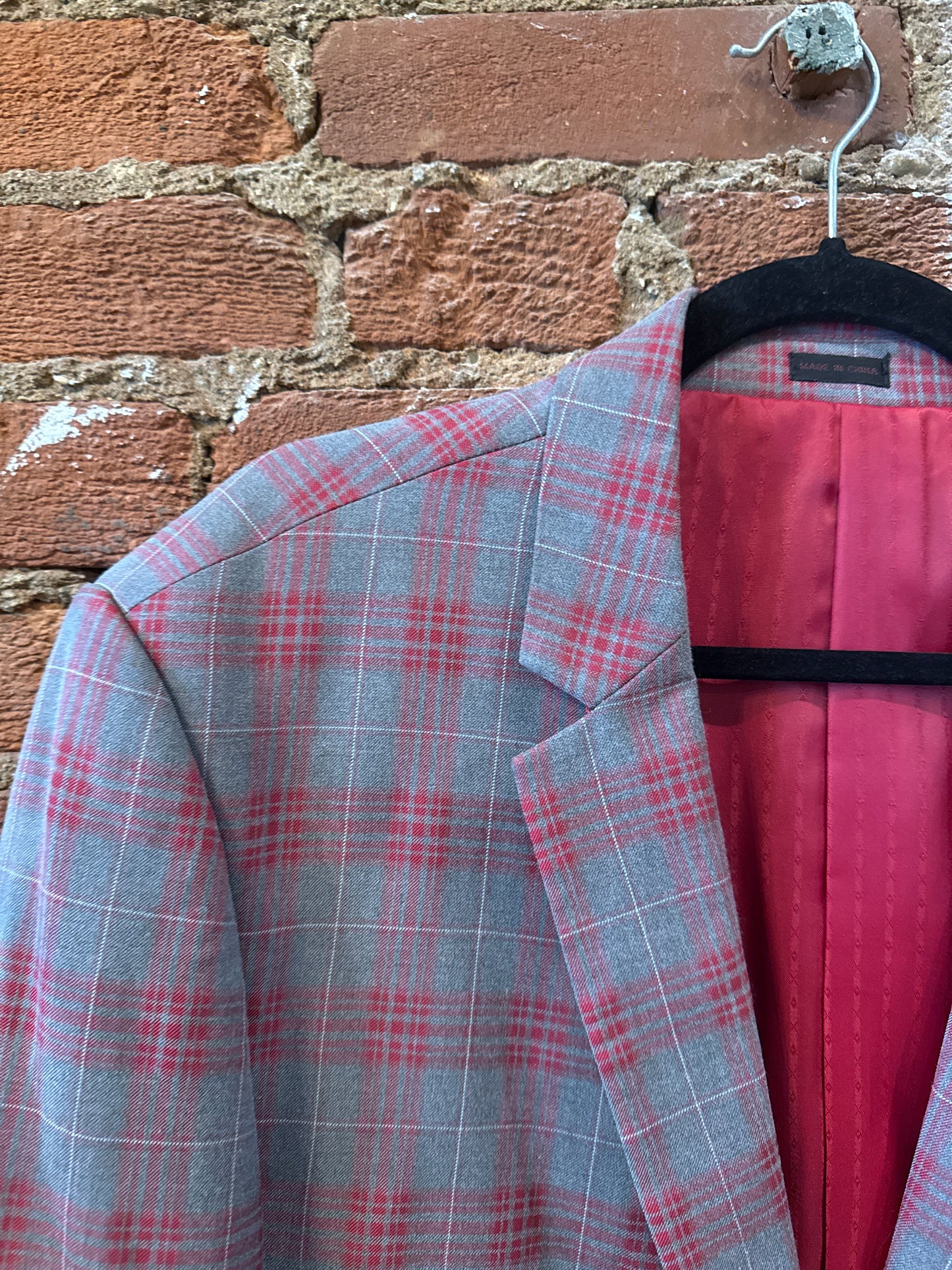 Falcone Red&Grey Plaid Sport Jacket 48R