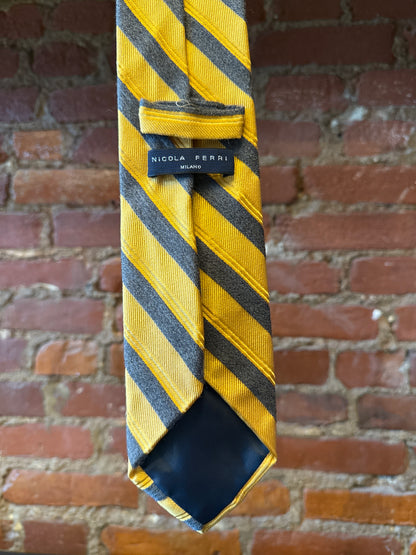 Gold & Grey Silk/Wool Tie