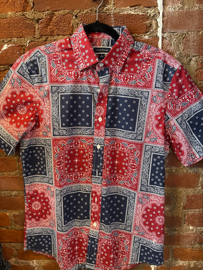 Red, White & Blue Bandana Button Up