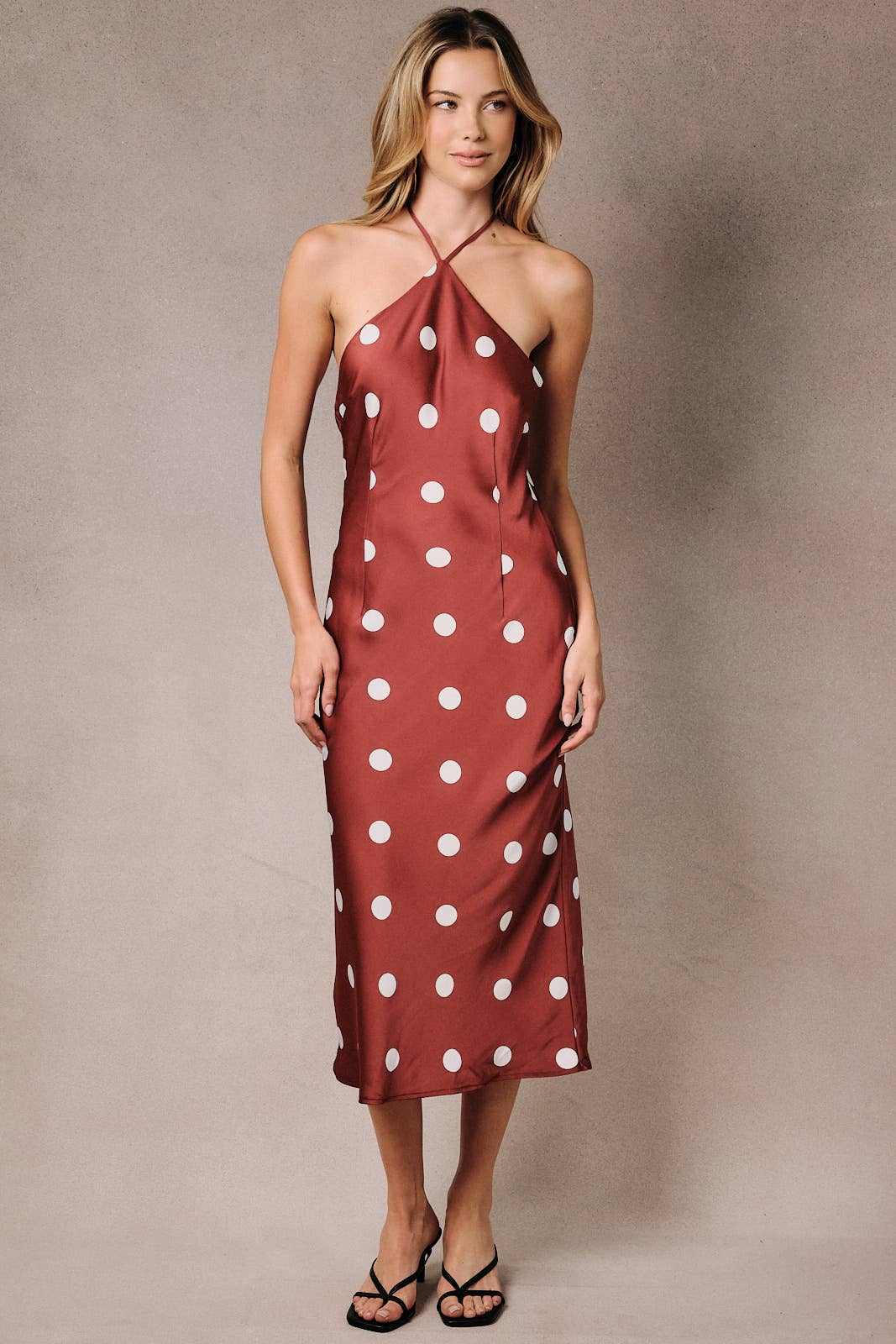 Polka Dot Halter Neck Slip Dress