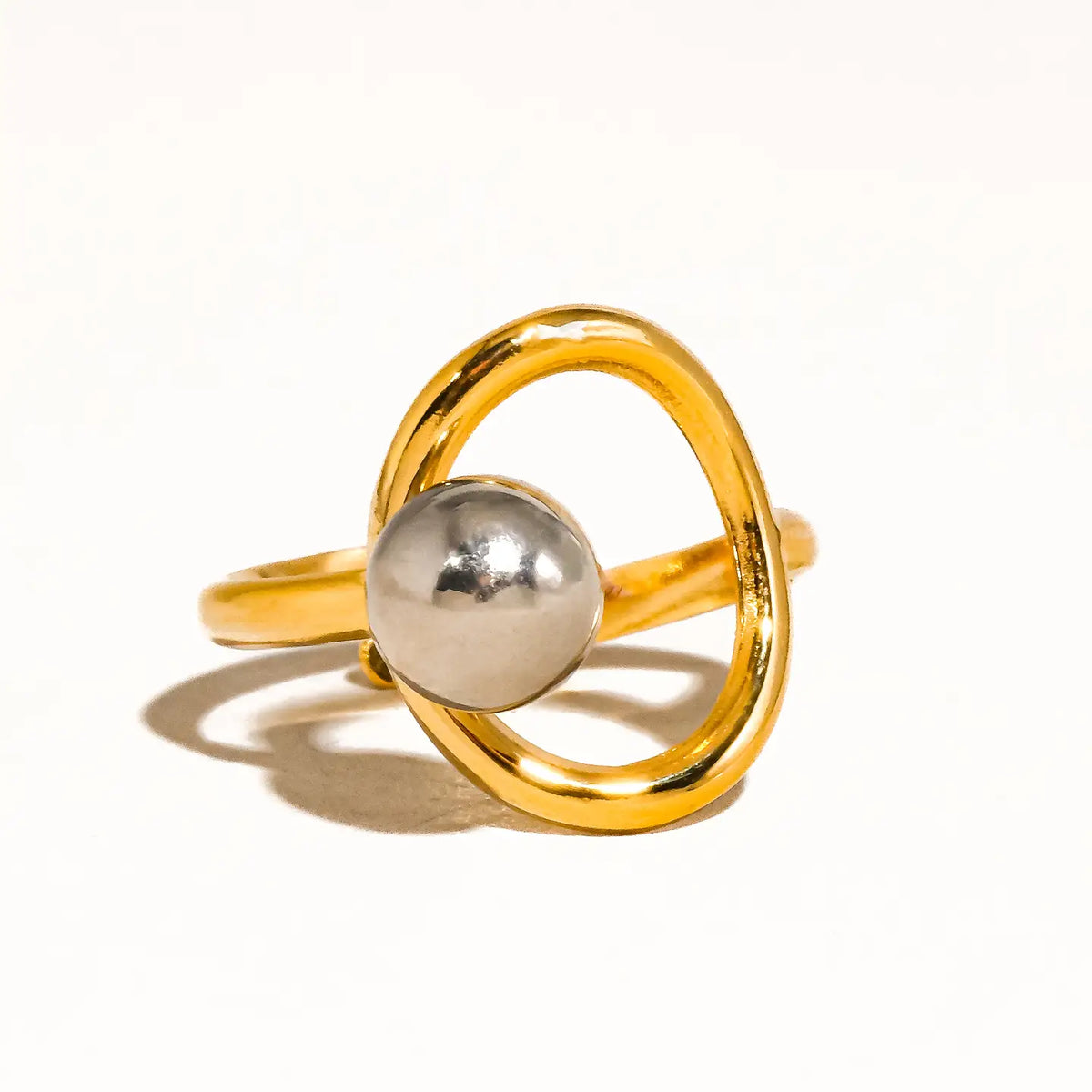 Sibylle 18K Gold Non-Tarnish Two Tone Round Ring