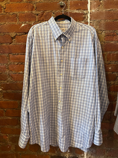 Peter Millar Blue/Gold Plaid Button Up