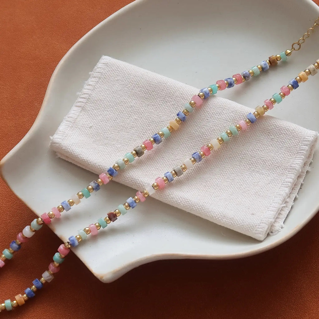 Lyric 18K Gold Non-Tarnish Faceted Bead Boho Necklace