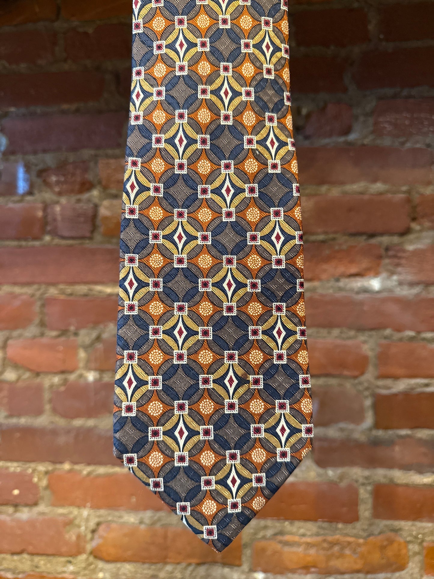 MJ Tan/Grey/Navy Silk Tie