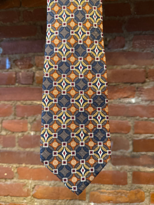 MJ Tan/Grey/Navy Silk Tie