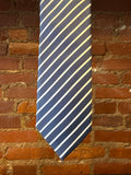 Navy/White Striped Silk Tie