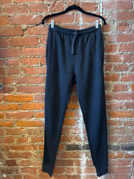 Black Cotton Zipper Joggers