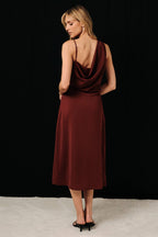 Polka Dot Asymmetrical Cowl Neck Dress