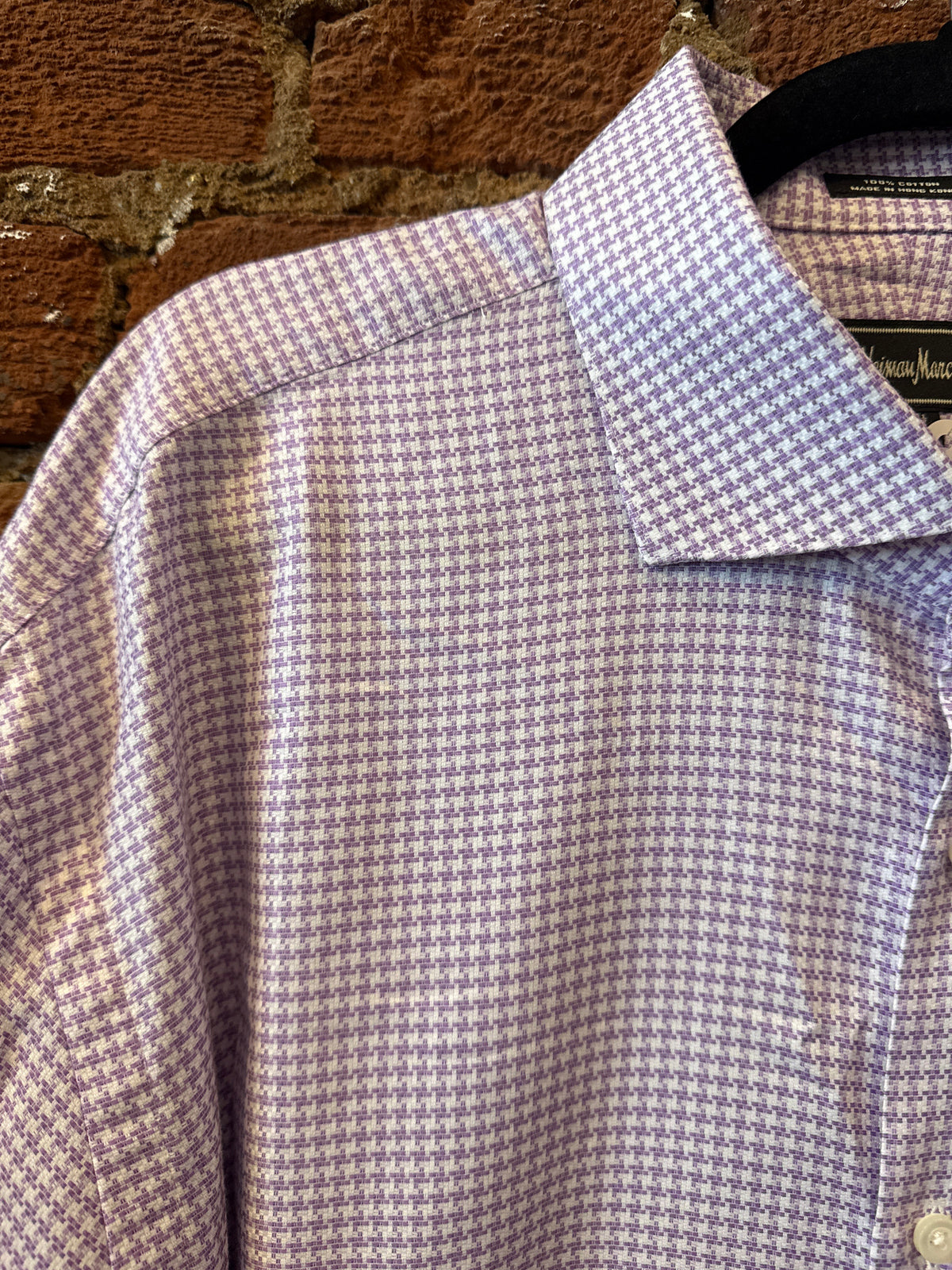 Nieman Marcus Purple Houndstooth Shirt XL