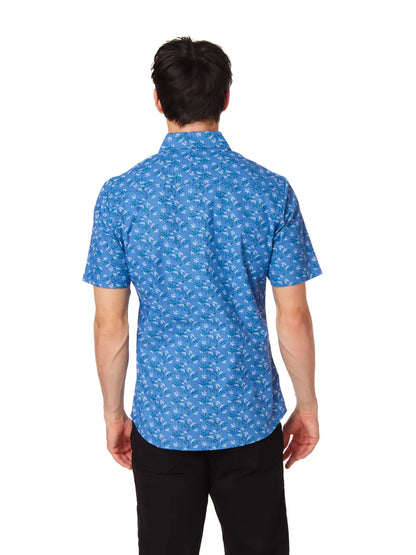 Printed Woven Cotton Shirt - Blue