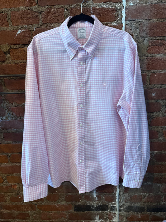 Brooks Brother Pink Gingham Button Up