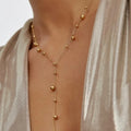Brisse 18K Gold Non-Tarnish Dressy Beaded Y Lariat Necklace