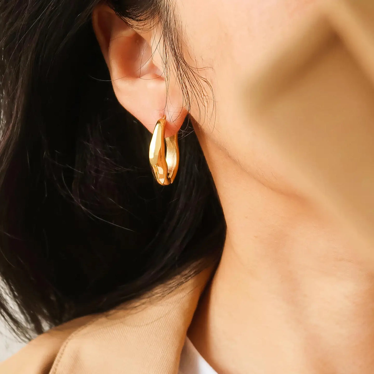 Darcy 18K Gold Non-Tarnish Oval Hoop Earring