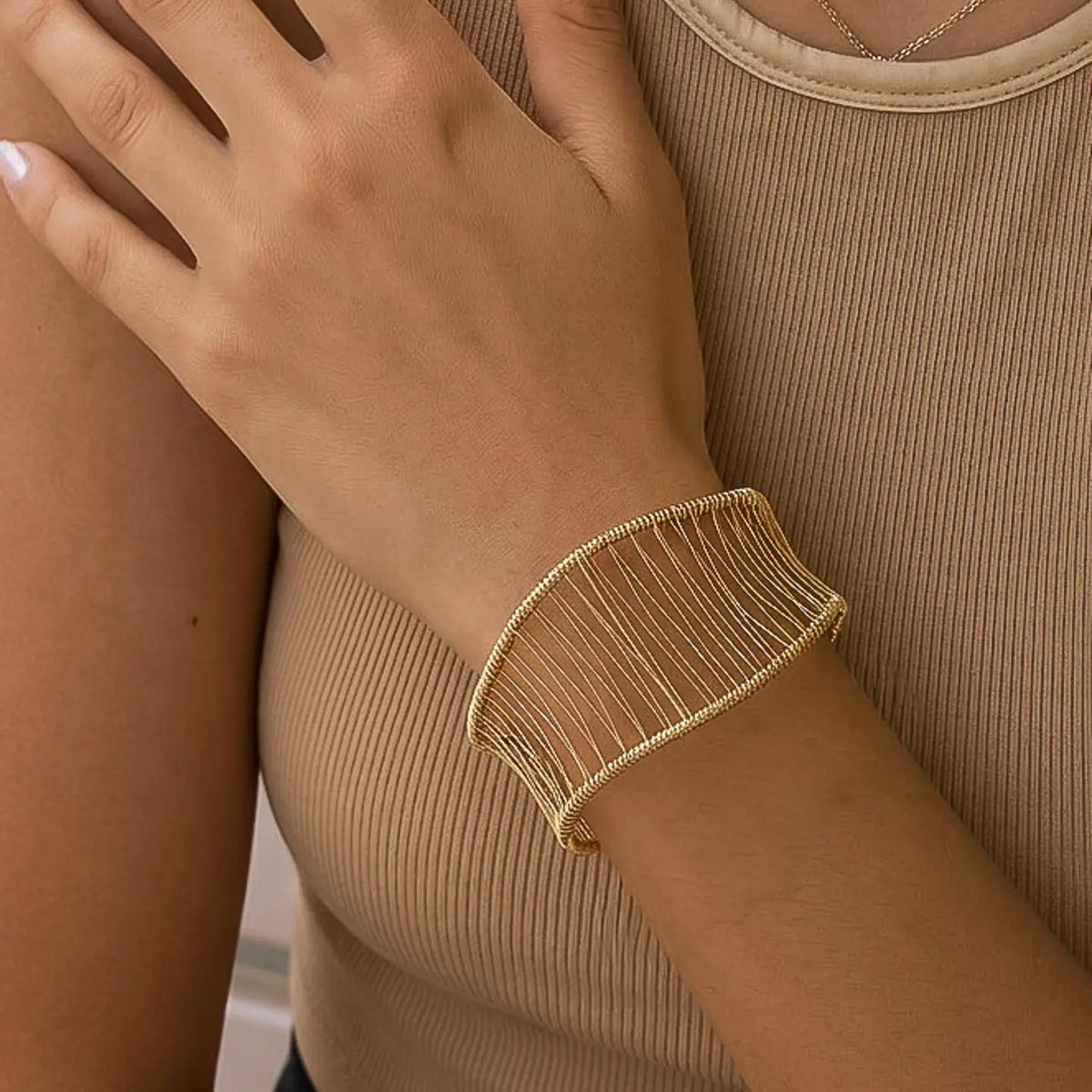 Chantôme 18K Gold Non-Tarnish Woven Cuff Bracelet