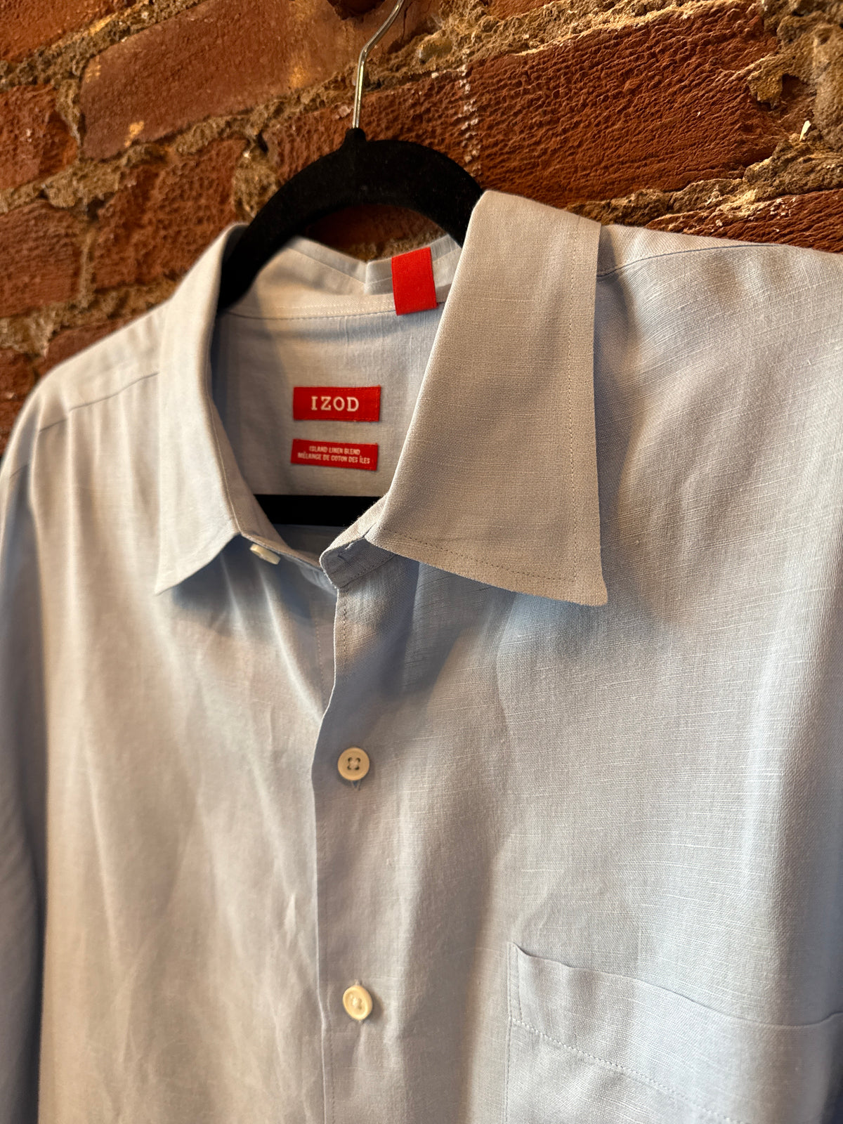 IZOD Blue Linen LS Shirt