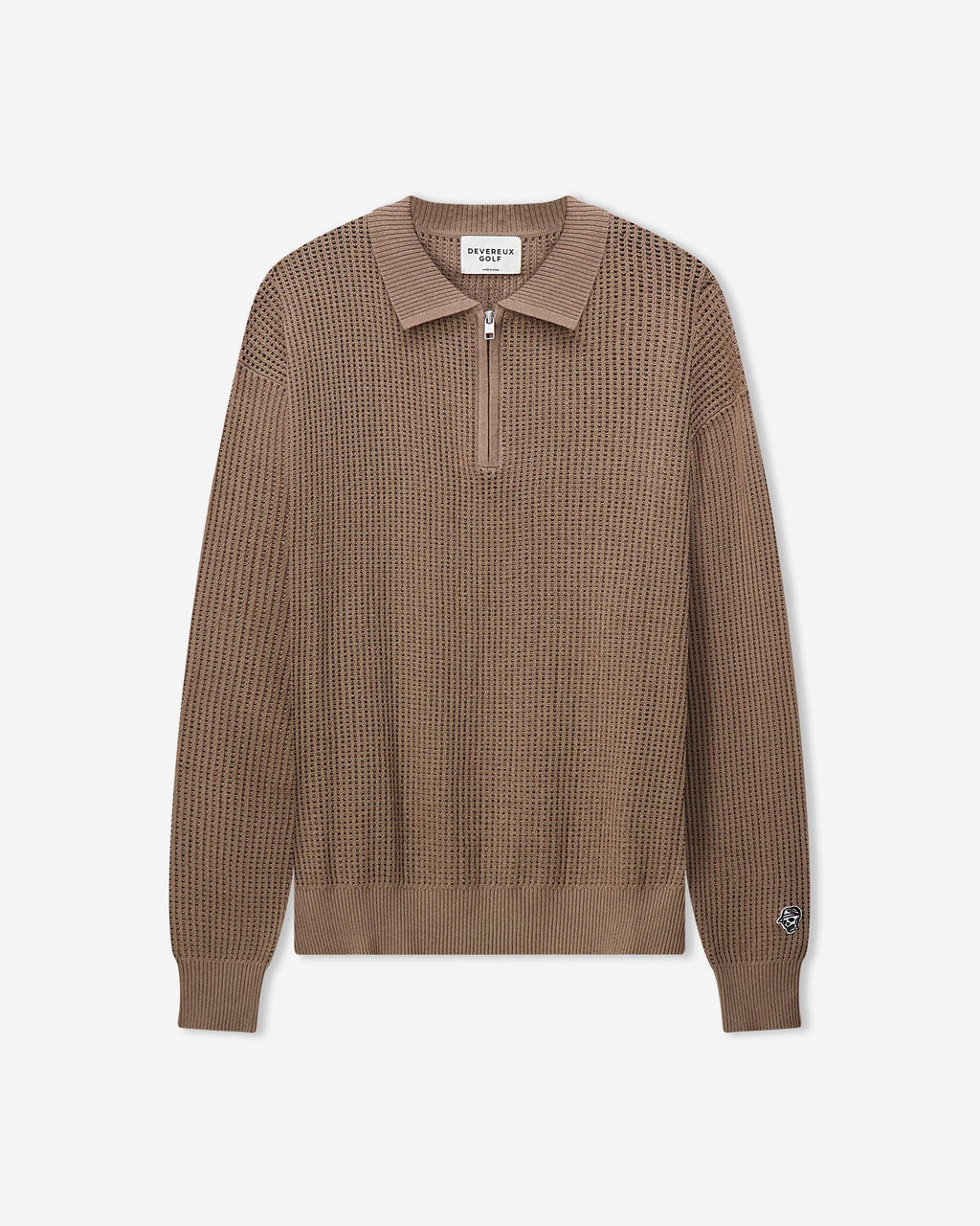Loose Knit Quarter Zip Polo - Greige