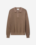 Loose Knit Quarter Zip Polo - Greige