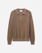 Loose Knit Quarter Zip Polo - Greige