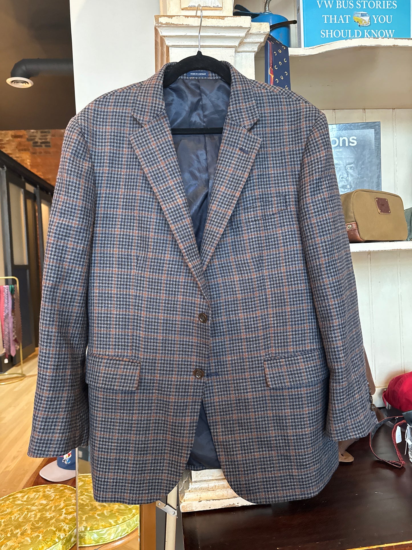 Stafford Navy&Brown Houndstooth Jacket 44R