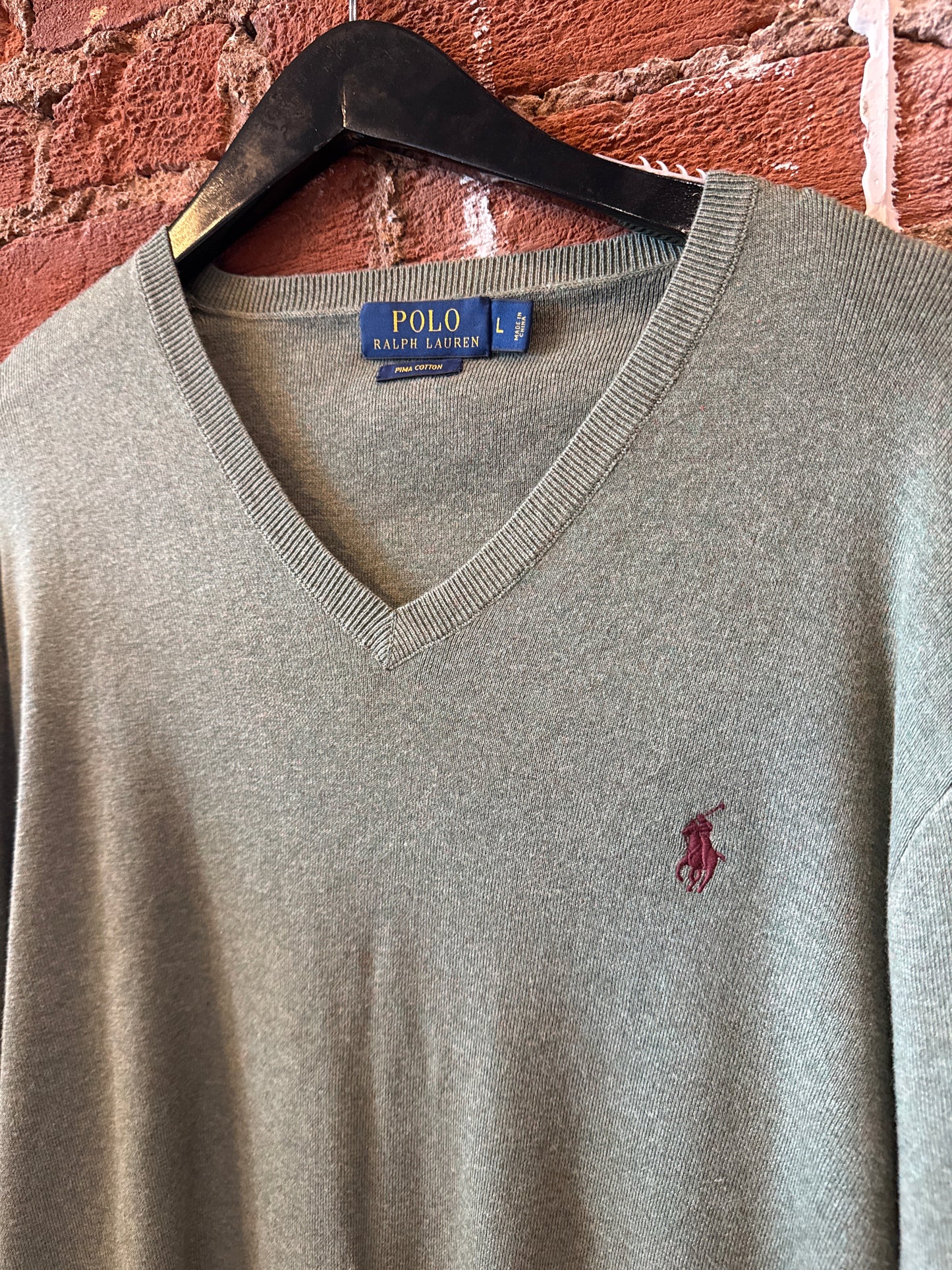 RL Polo Green V Neck Sweater