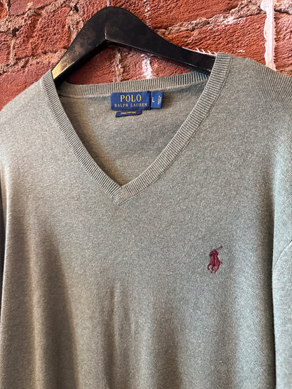 RL Polo Green V Neck Sweater