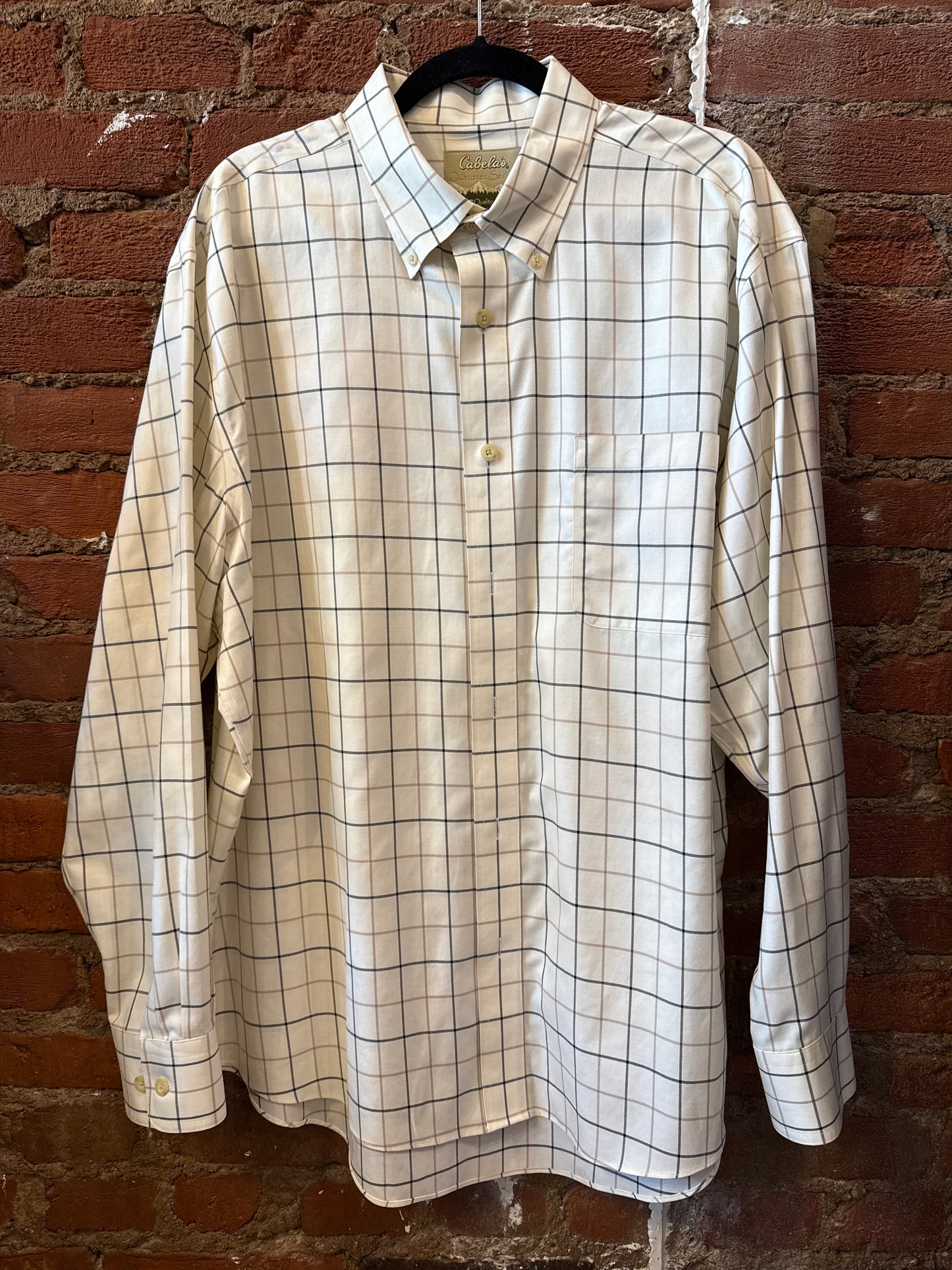 Creme Tan & Black Button Up