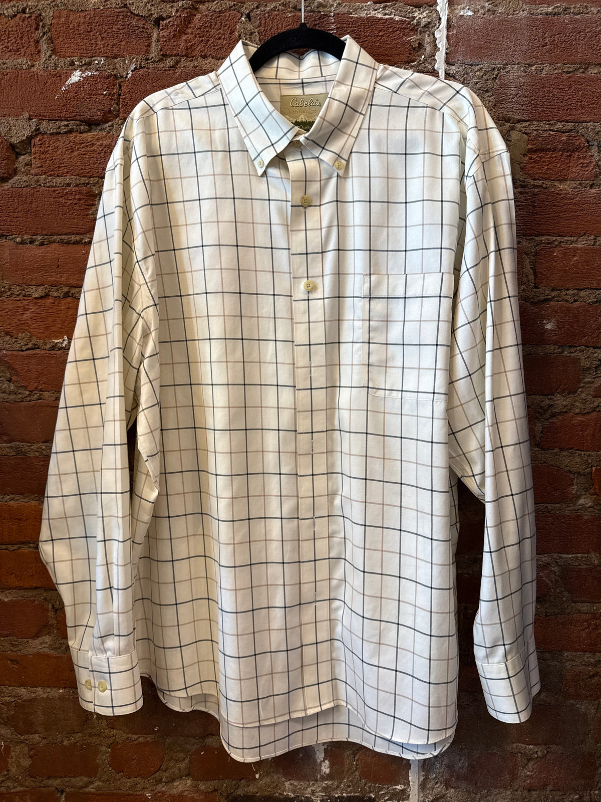Creme Tan & Black Button Up