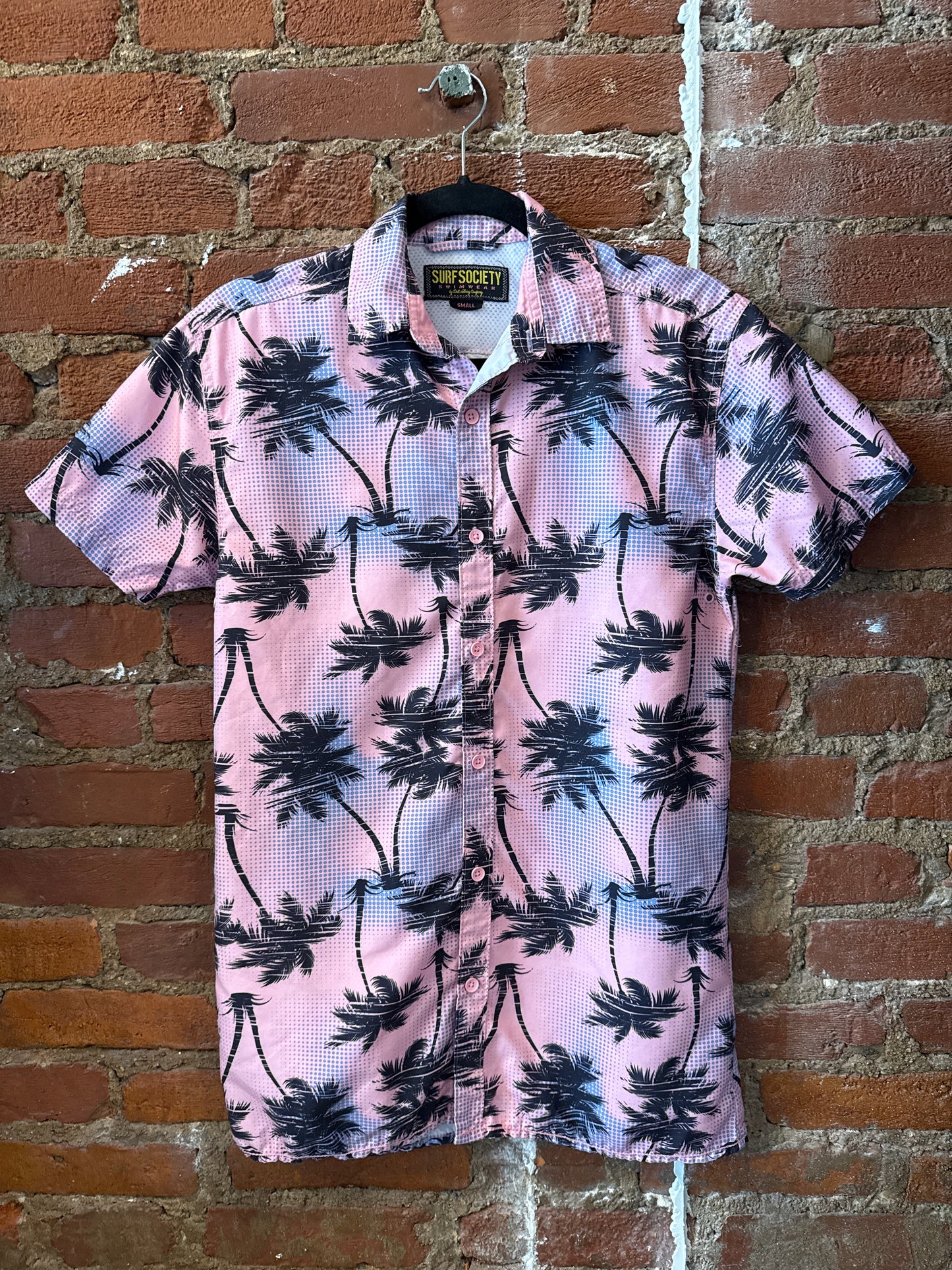 Surf Society Pink Palm SS Button Up