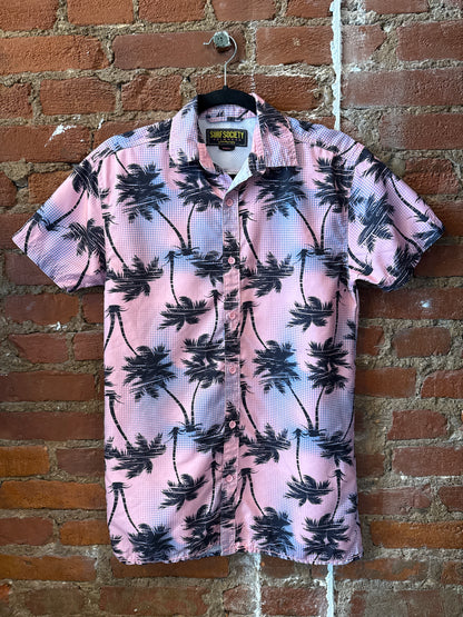 Surf Society Pink Palm SS Button Up