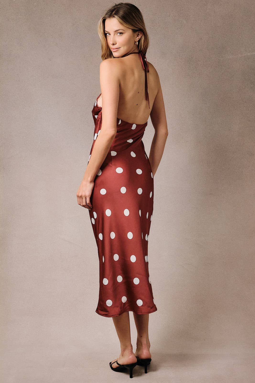 Polka Dot Halter Neck Slip Dress