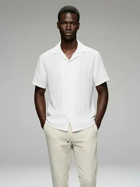 Crinkle White Short Sleeve Shirt