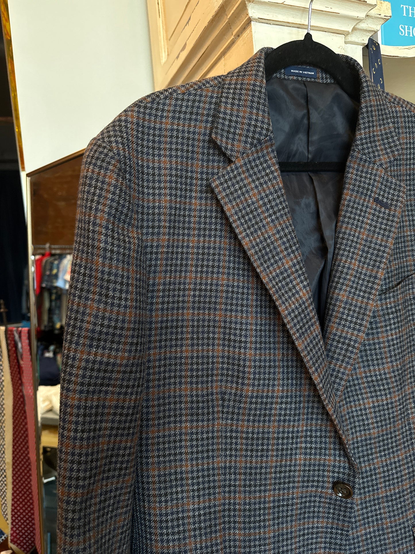 Stafford Navy&Brown Houndstooth Jacket 44R