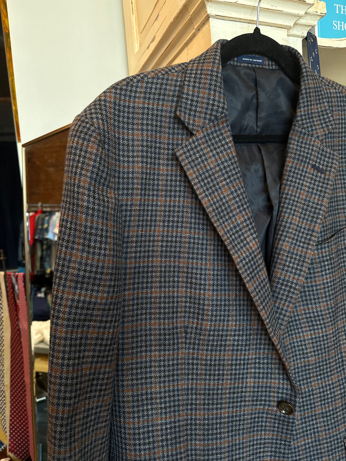 Stafford Navy&Brown Houndstooth Jacket 44R