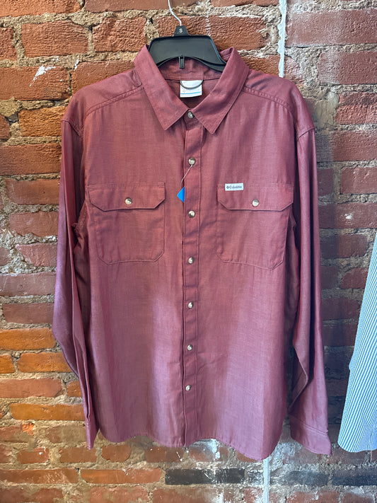 Columbia EXS Red Woven Button Up L