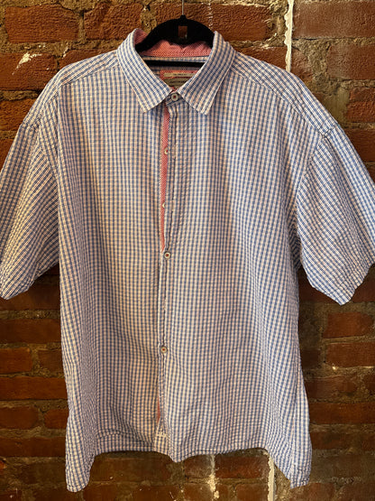 J&M Blue Plaid Seersucker Shirt