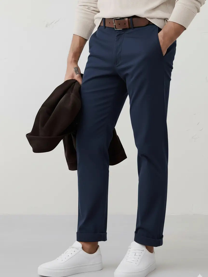 Navy Chino Stretch Twill Pants