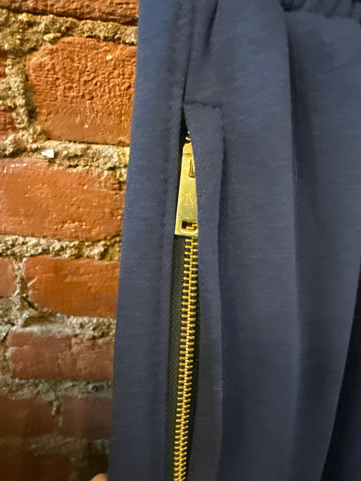 Navy Cotton Zipper Joggers