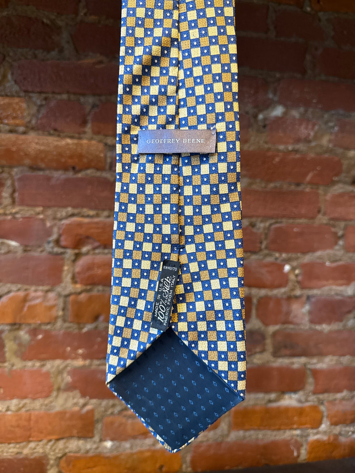 Gold/Blue Square Pattern Tie