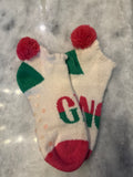 Holiday Pom Fuzzy Grip Socks