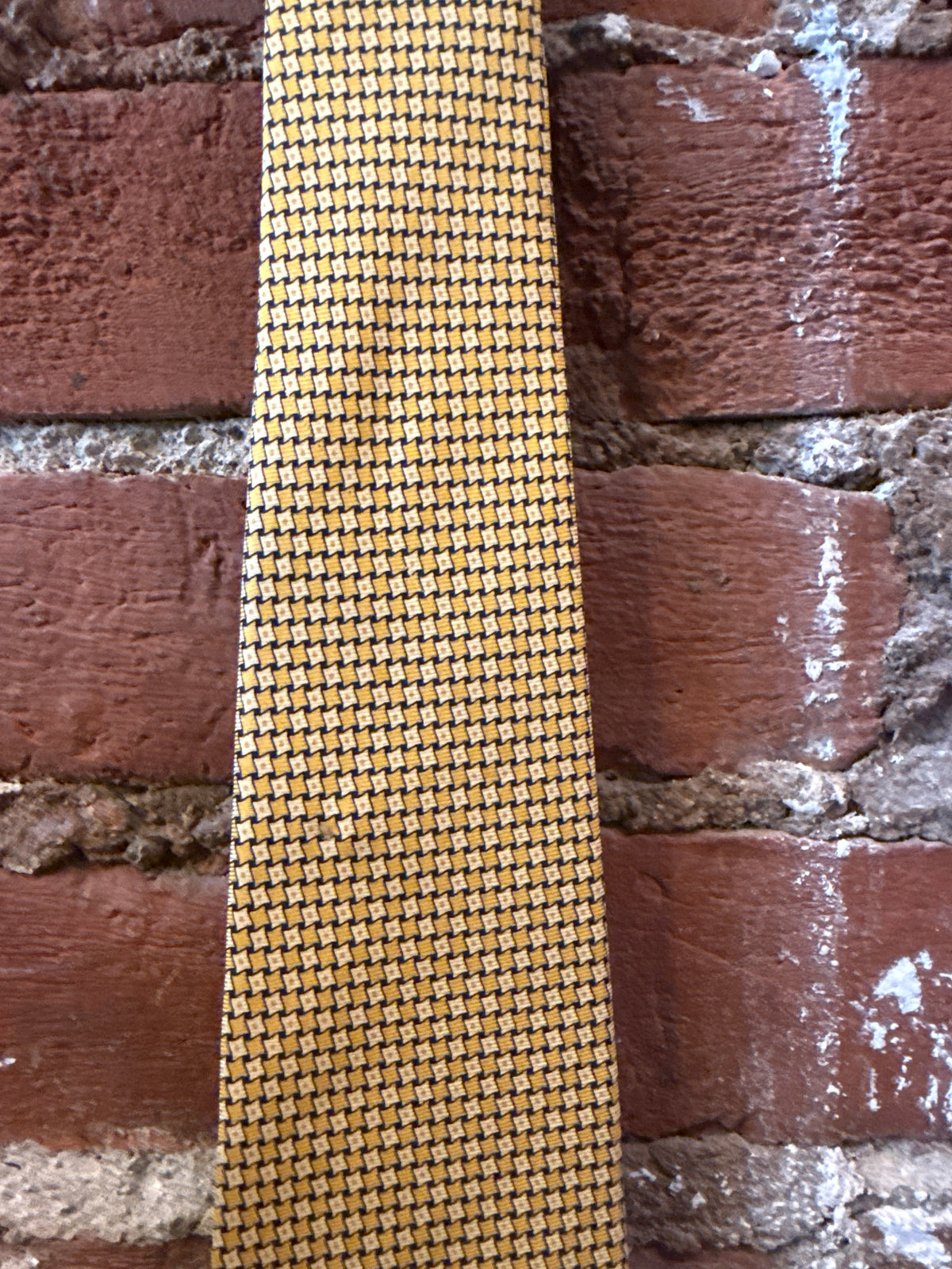 Gold Square Pattern Silk Tie
